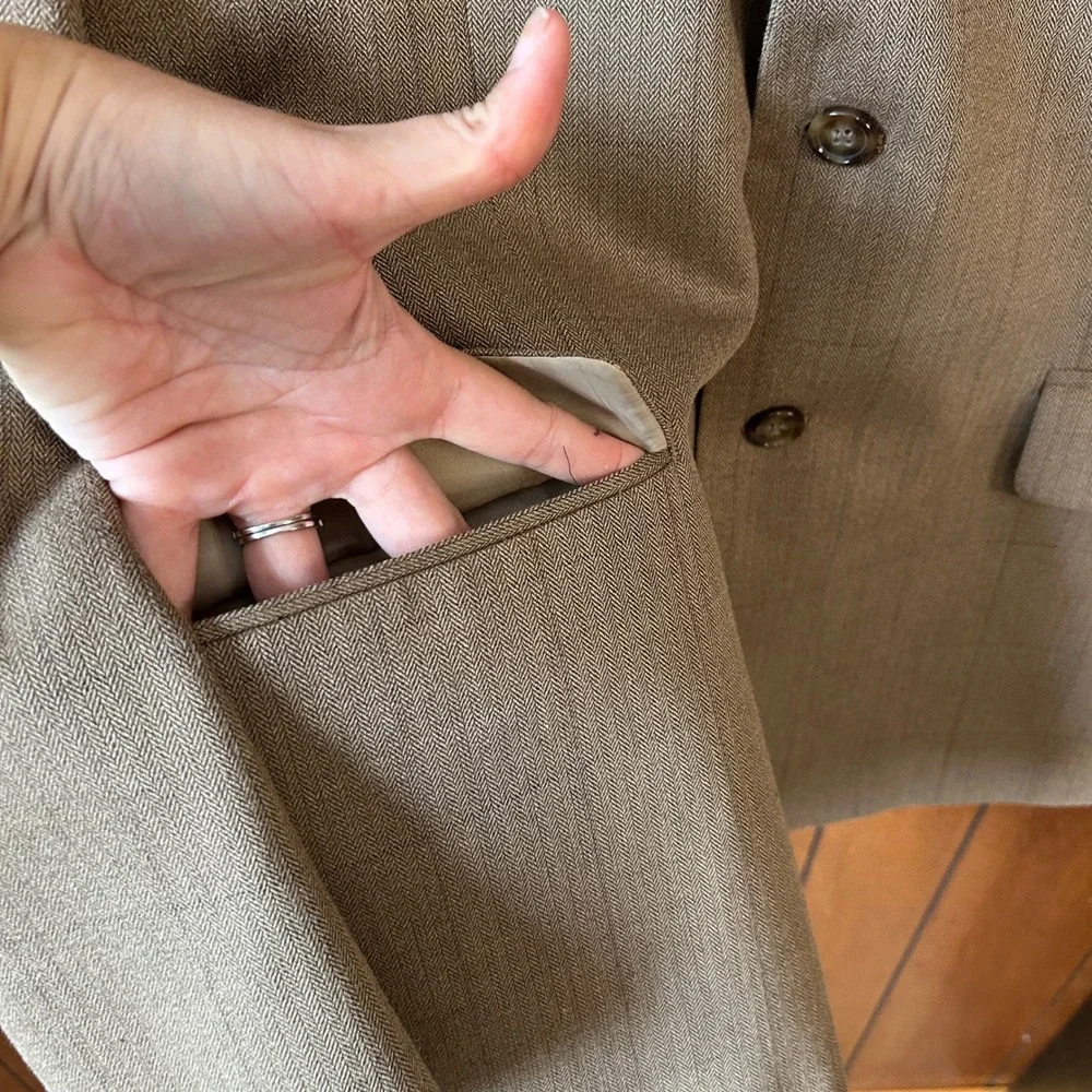 Ralph by Ralph Lauren Mens Blazer Tan Two Button‎ Classic Fit Business  Preppy